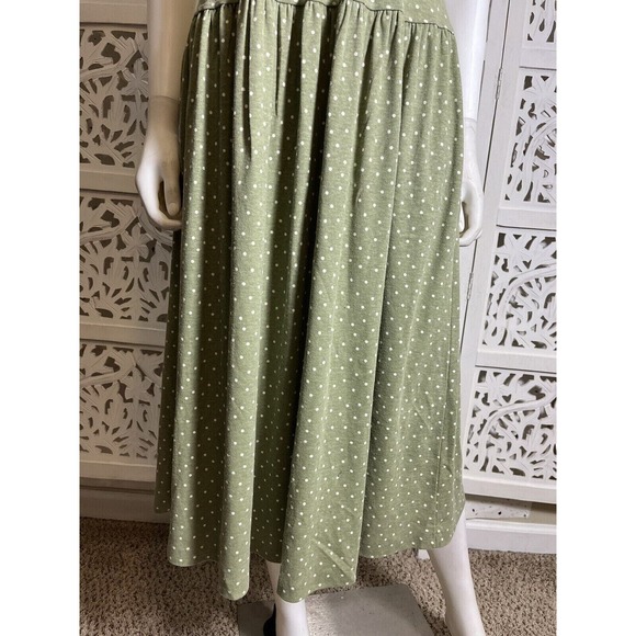 Alison J. Women’s Green Polka Dot Vintage Style Midi Casual House Dress - Picture 7 of 9
